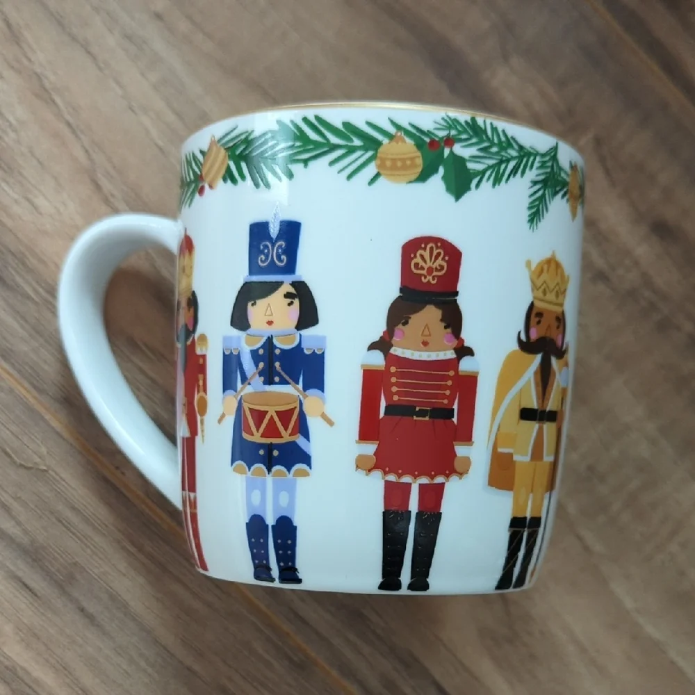 Sur La Table Holiday White Mug With Nutcrackers - Christmas Themed